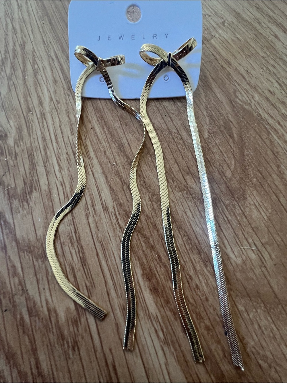 Gold Long Ribbon Drop Earrings - Elegant Women’s Accessories